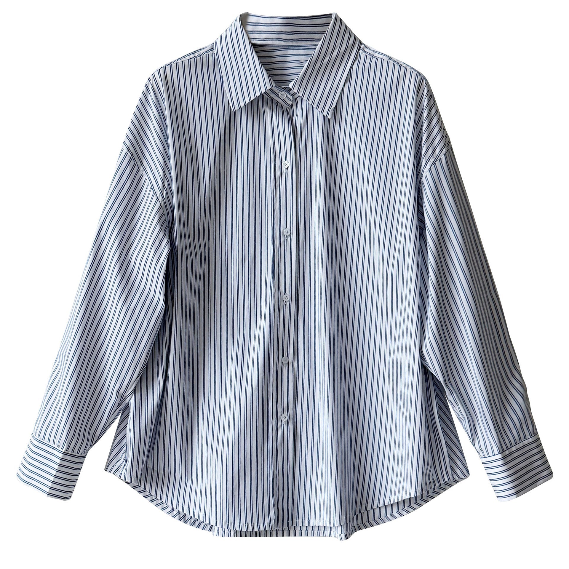 Simple loose shoulder casual vertical striped shirt women's 26 spring new high-end top jacket