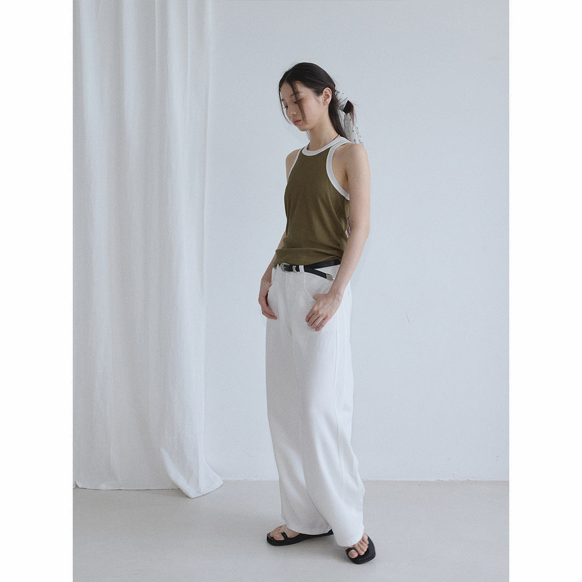 Summer Casual High Waist Easy Cotton Versatile Retro Long Wide Leg Jeans