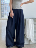Simple and lazy Yamamoto high-waisted wide-leg trousers women's summer new relaxed imitation Tencel pants