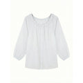 Ramie cotton ruffle leaf edge design shirt