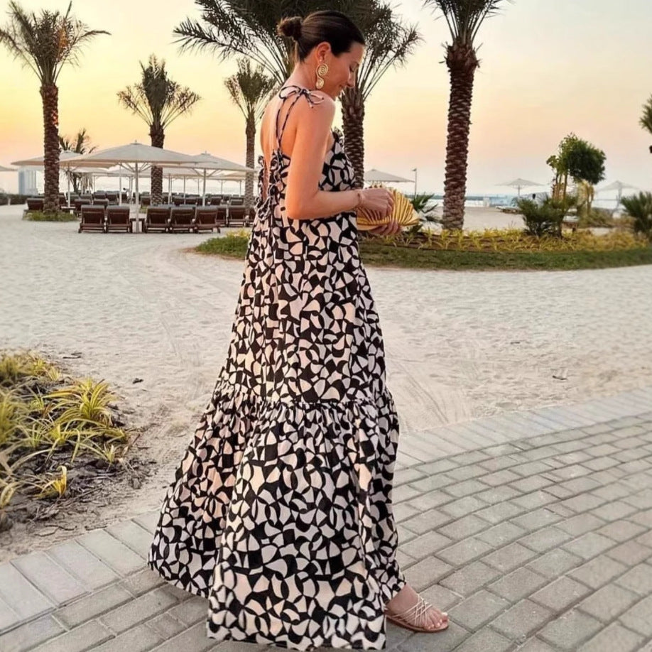 Vacation style coffee break French sexy dress