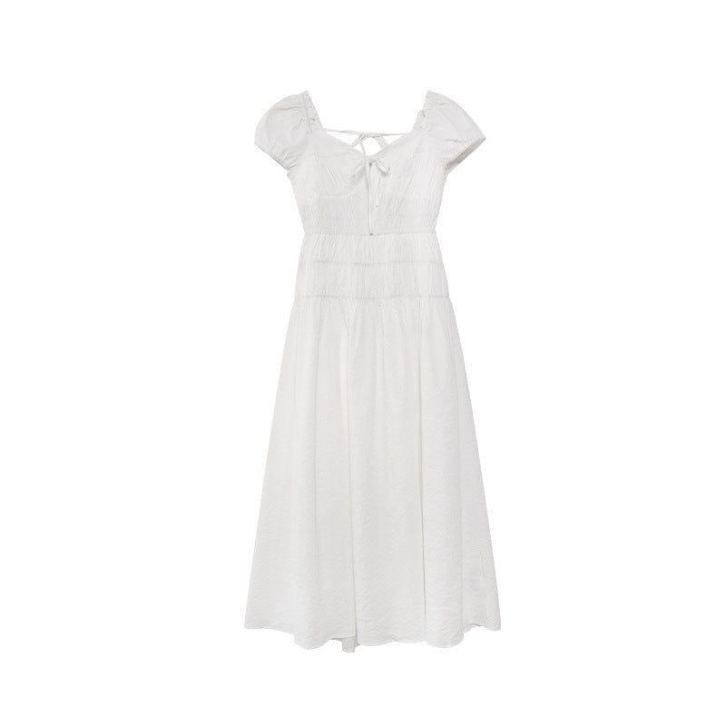Lace-Up Square Neck Maxi Dress