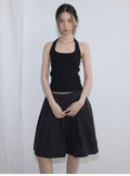 Summer new casual circle cotton yarn simple pit strip solid color neck wool woven small vest