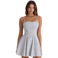 Stylish resort-style slip skirt backless sexy slim print dress
