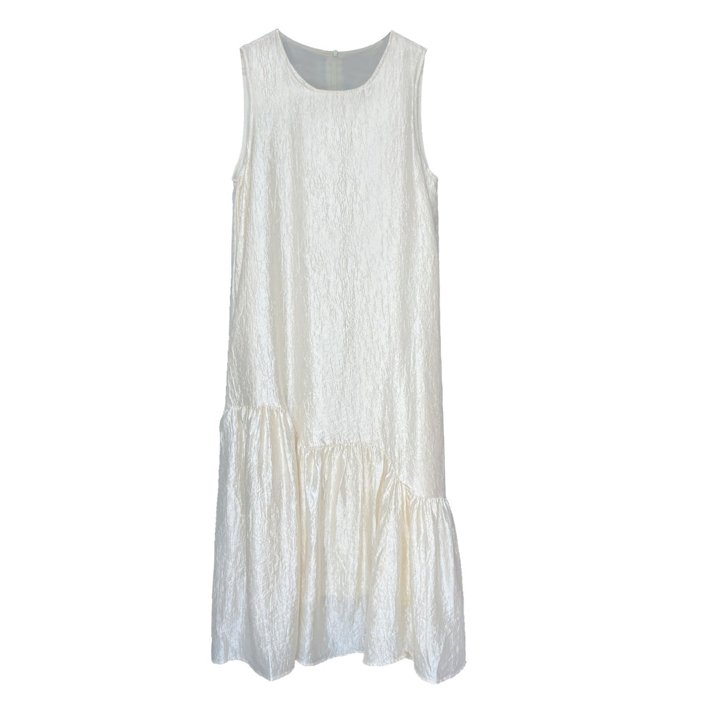 Summer women's new pearlescent sleeveless asymmetrical patchwork mermaid tank dress