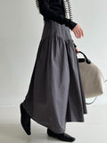French waist seal shirred umbrella skirt women's new retro versatile high-waisted design sense slimming skirt
