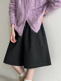 Minimalistautum woolen wide-leg shorts for women cover the cross slimming lookhalf length pants loose feeling boot pants