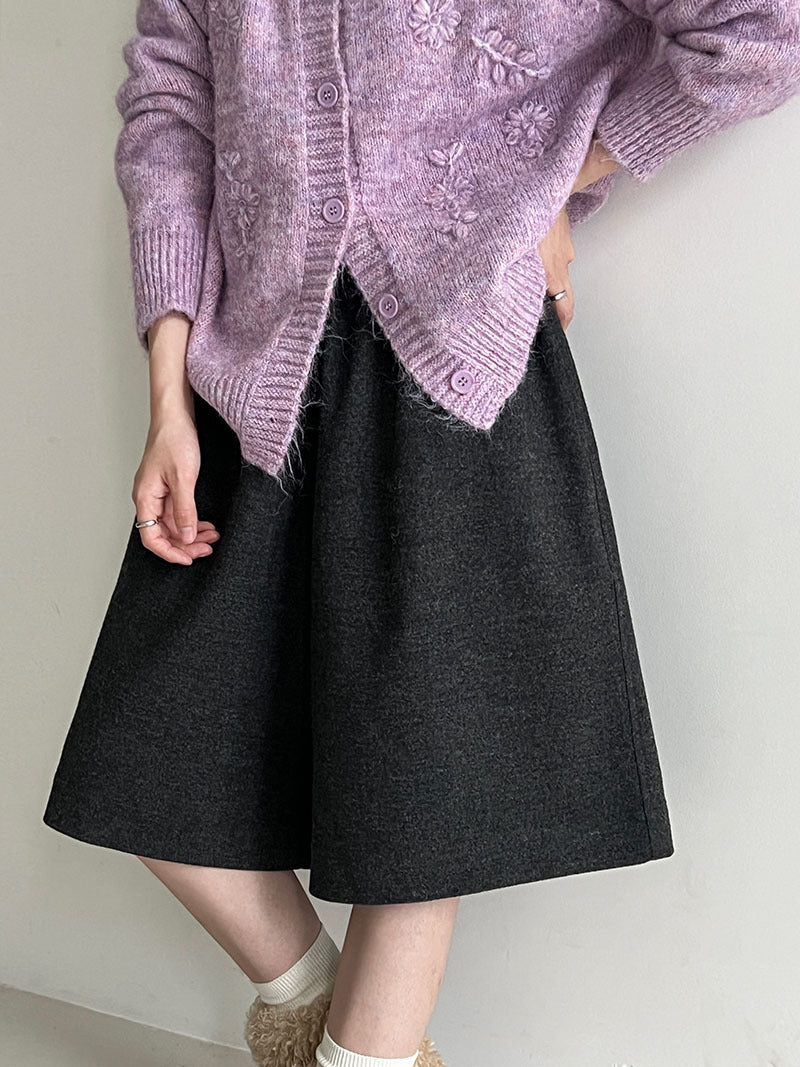 Minimalistautum woolen wide-leg shorts for women cover the cross slimming lookhalf length pants loose feeling boot pants