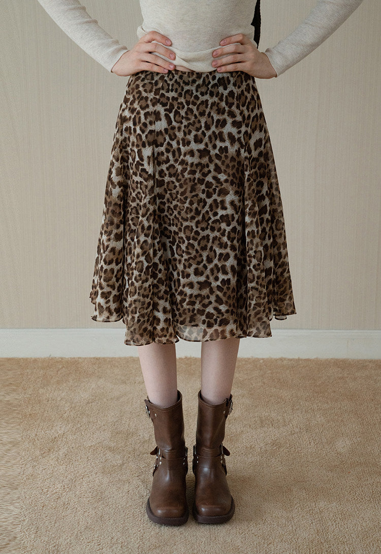 Leopard print drape skirt