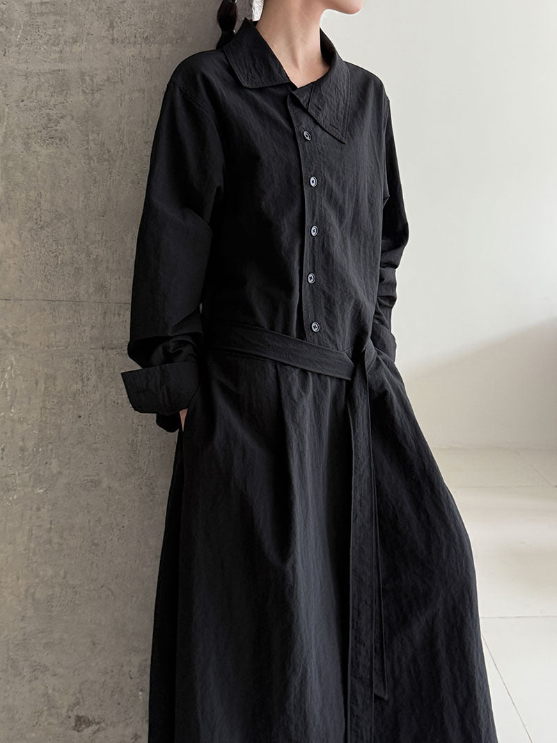 Sense of design structure windbreaker asymmetrical turn-up collar design can be used to tighten the waist dress female autumn new arrival