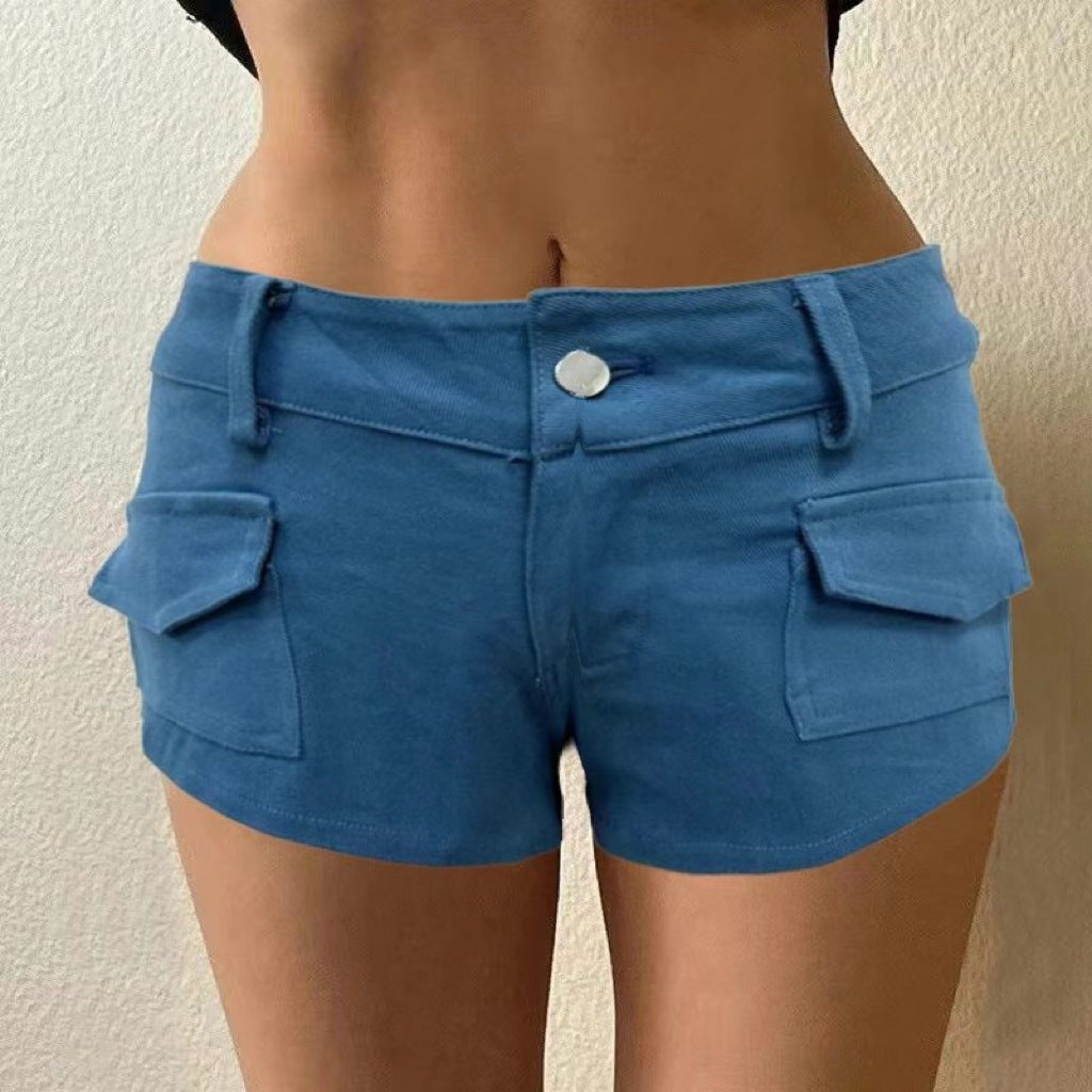 Summer new versatile slim-fitting denim shorts fashionable super short pants hip lift tight