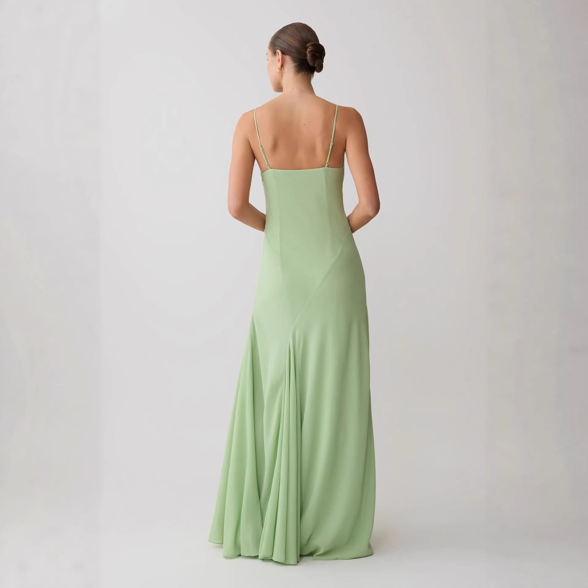 High quality holiday chiffon suspender long dress wind swinging collar dress evening dress