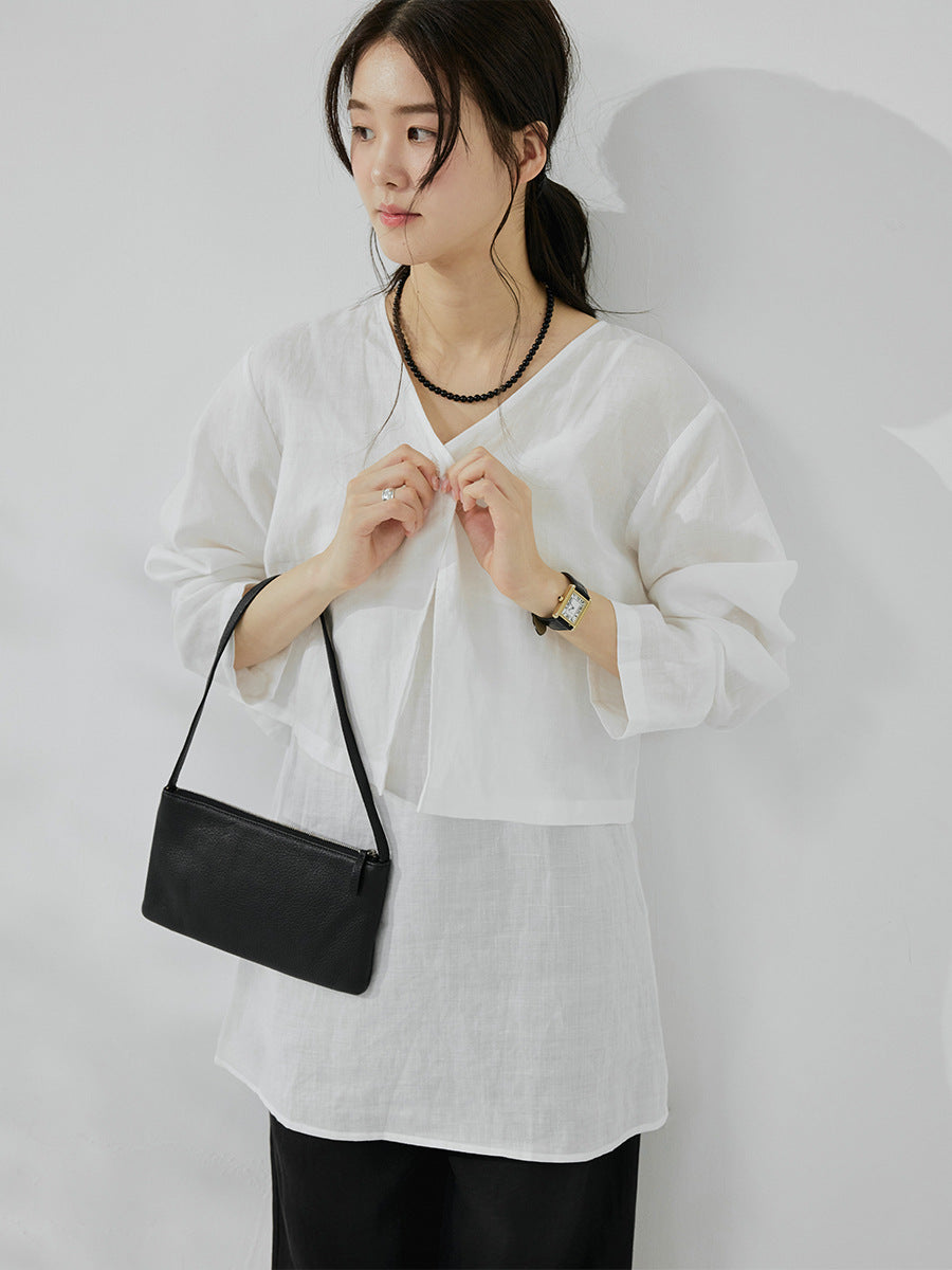Self-breathing ramie sling vest + coat summer set