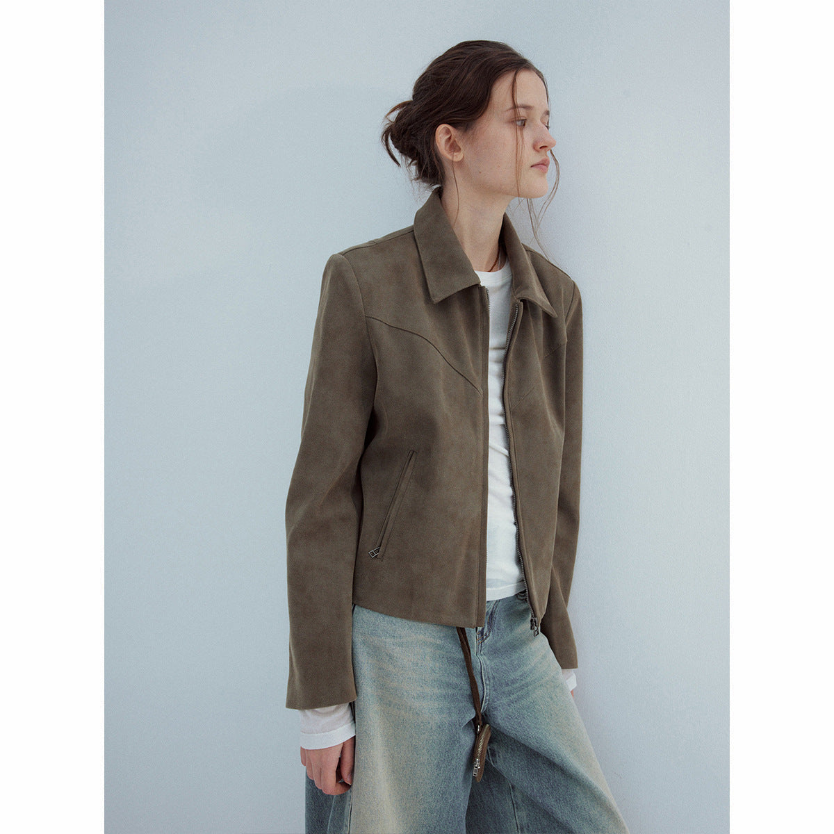 Spring Casual Lapel Maillard Vintage Suede Western Jacket