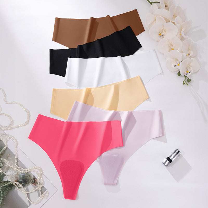 Large size ice silk seamless anti-embarrassment line underwear women's sports yoga anti-embarrassment low waist comfortable women's underwear