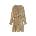 Pastoral holiday style fungus edge v-neck waist floral dress