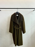 Silk Australian hair lapel double-sided woolen coat natural warm loose lace-up commuter jacket