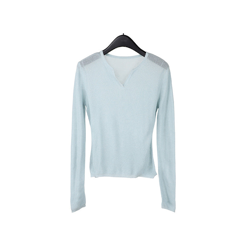 Relaxed Vacation V-Neck Knitted Blouse