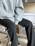 Korean style minimalist fleece-lined thickened versatile micro-flare casual pants - women's new loose-fit floor-length trousers
