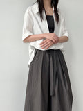 Korean casual drawstring wide-leg pants women's summer new loose pleated lace-up scimitar pants