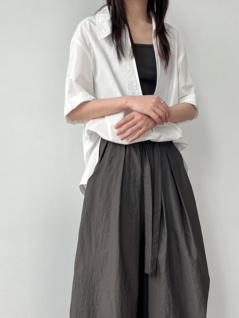Korean casual drawstring wide-leg pants women's summer new loose pleated lace-up scimitar pants