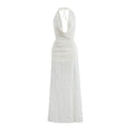 Fashion hottie sexy long dress three-dimensional flower backless pleated dress