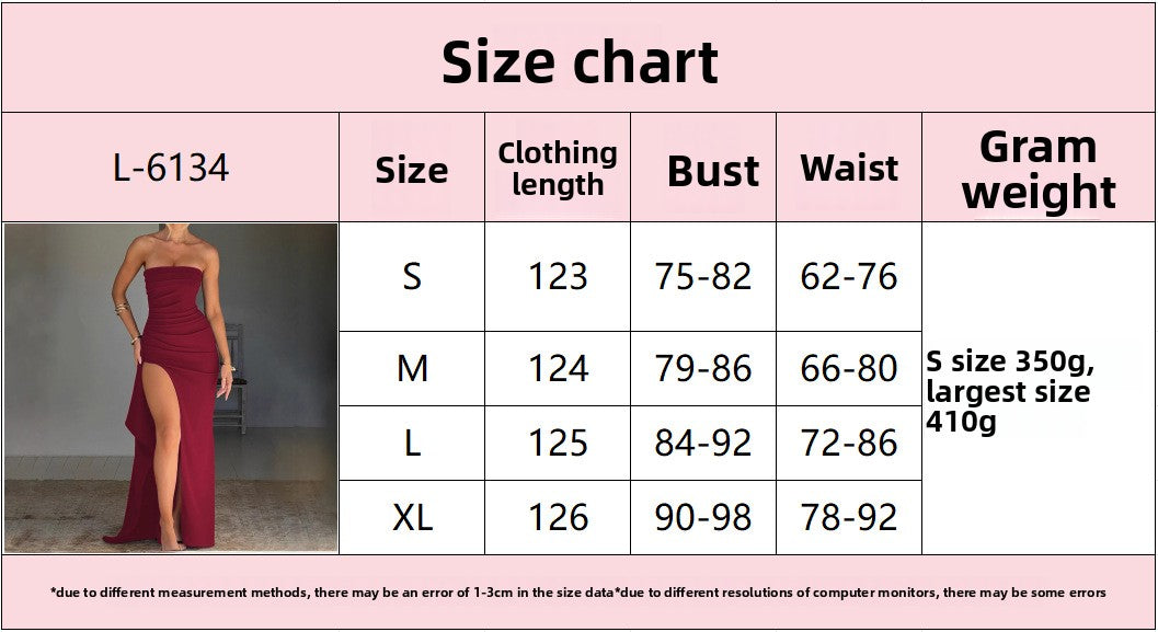 Wish evening dress one-word neck tube top dress fashionable sexy halter high split long dress summer
