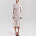 New women's clothing fashionable and sexy hollow lace hip-wrapped long dress perspective slim dress women