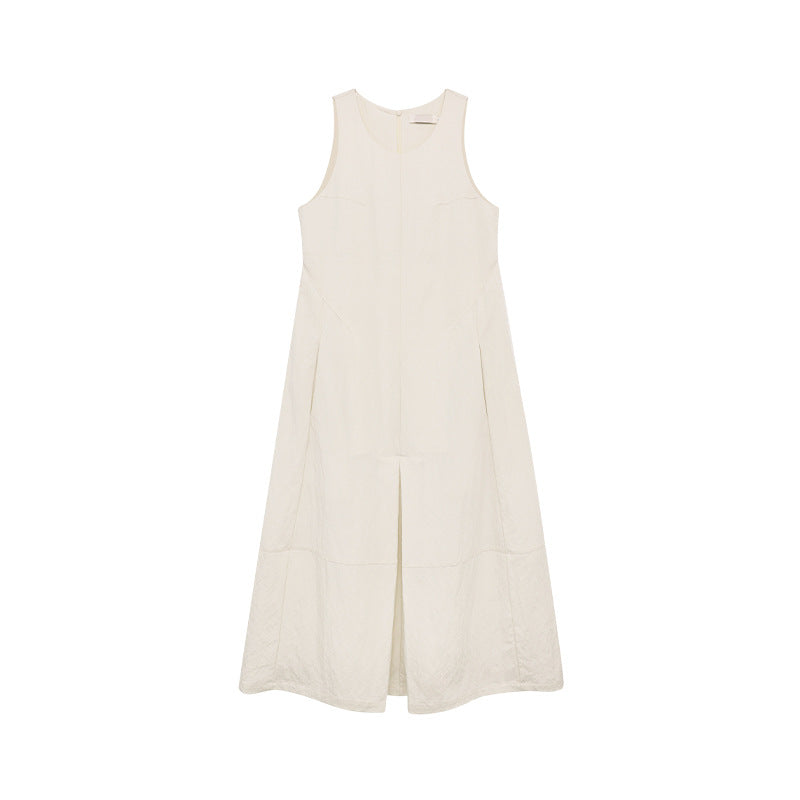 U-Neck Sleeveless Dress Women Long Sleeve Pullover Splicing Midi