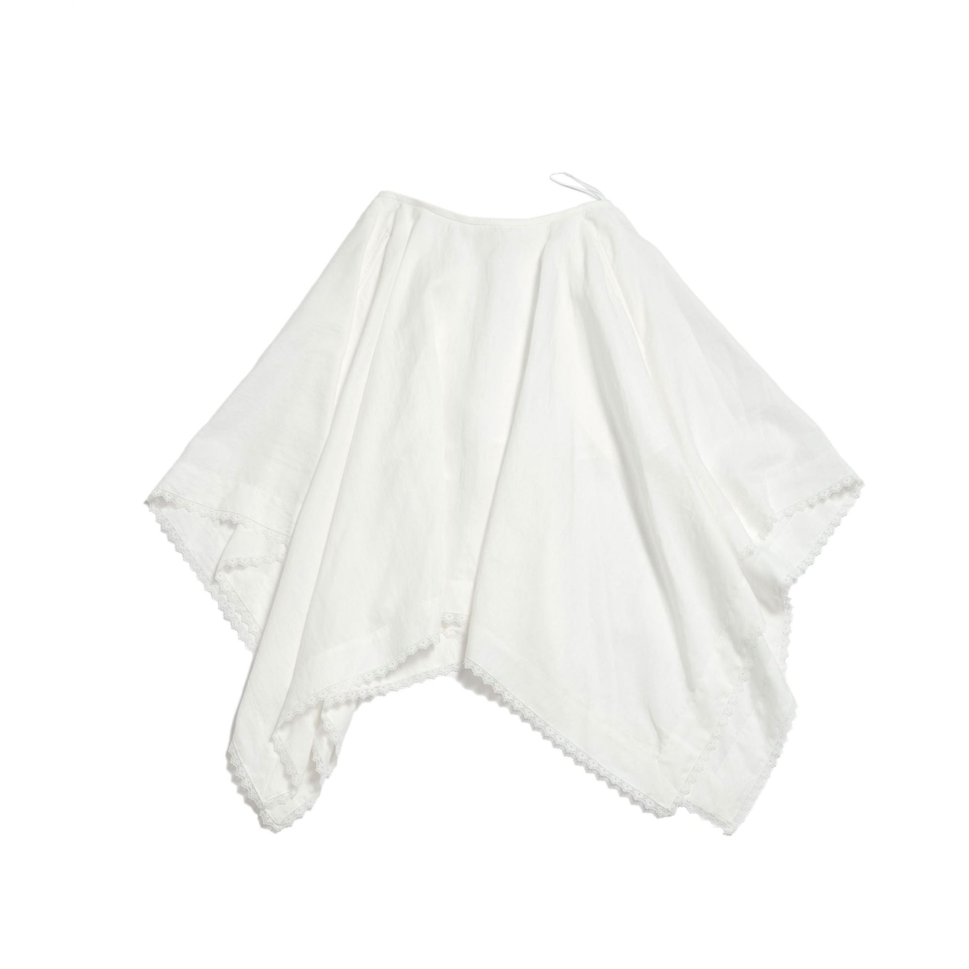 Summer new casual high-waisted Tencel irregular square lace edge medium-length skirt