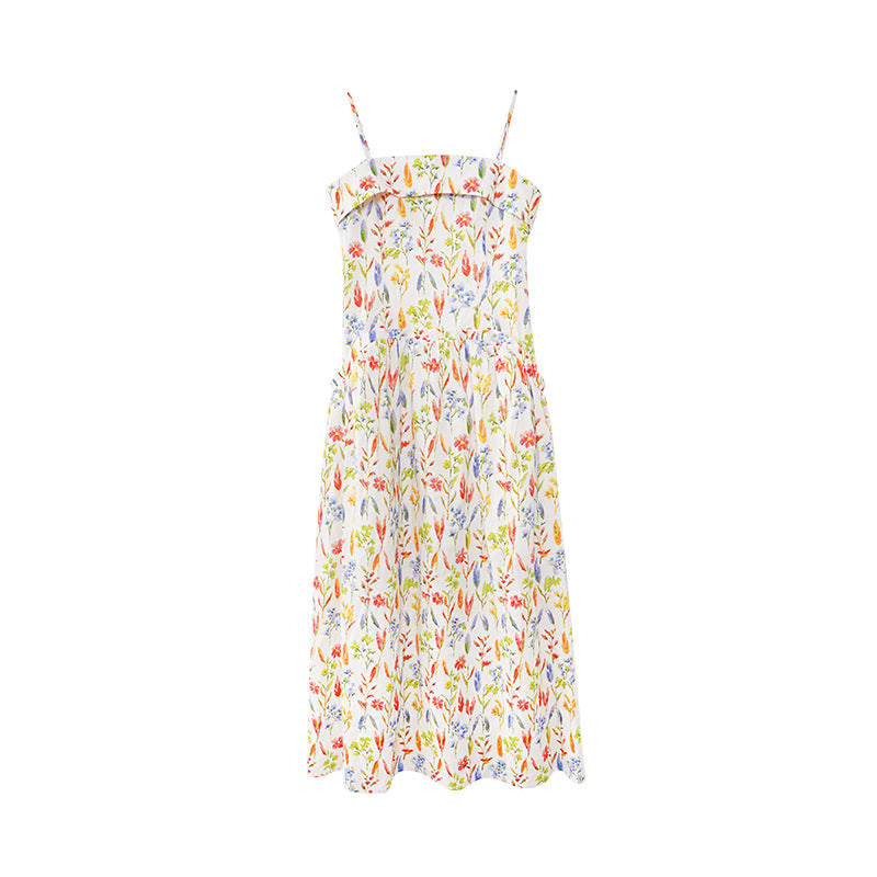 Sweet Holiday Skinny Floral Suspender Dress