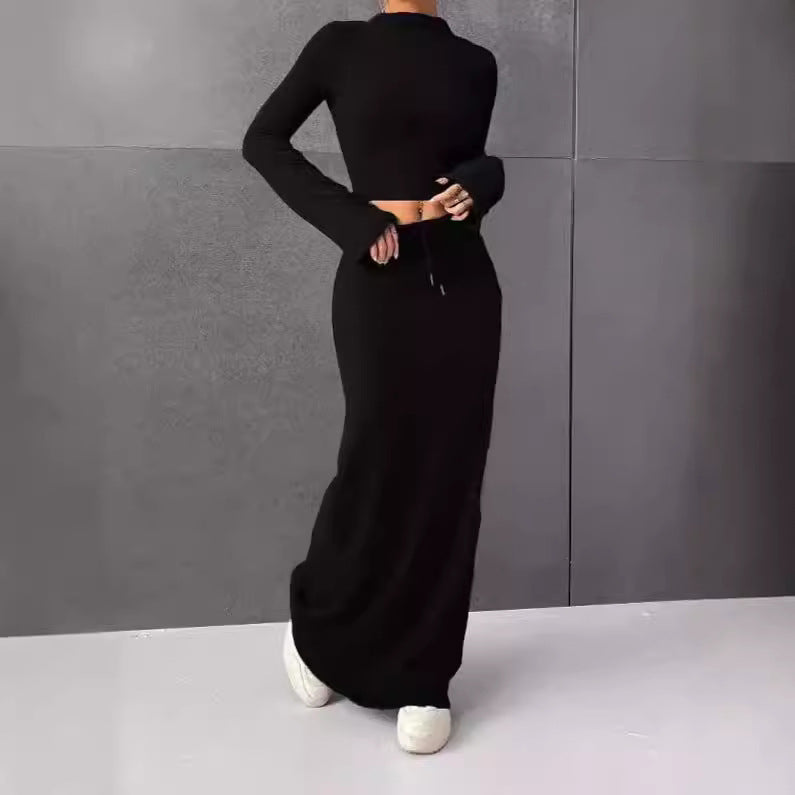 Solid Color Long Sleeve Top & Trousers Set