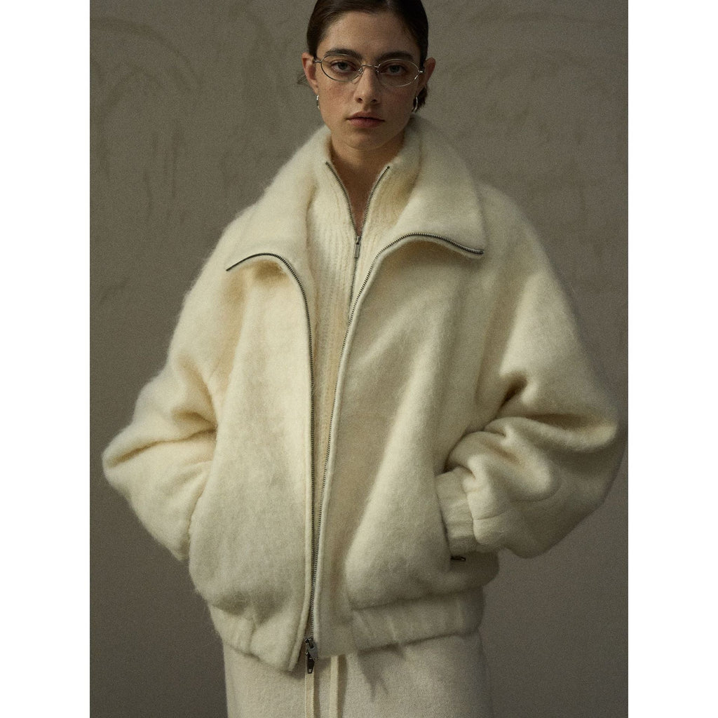Winter new alpaca wool windproof neck protector warm plush jacket