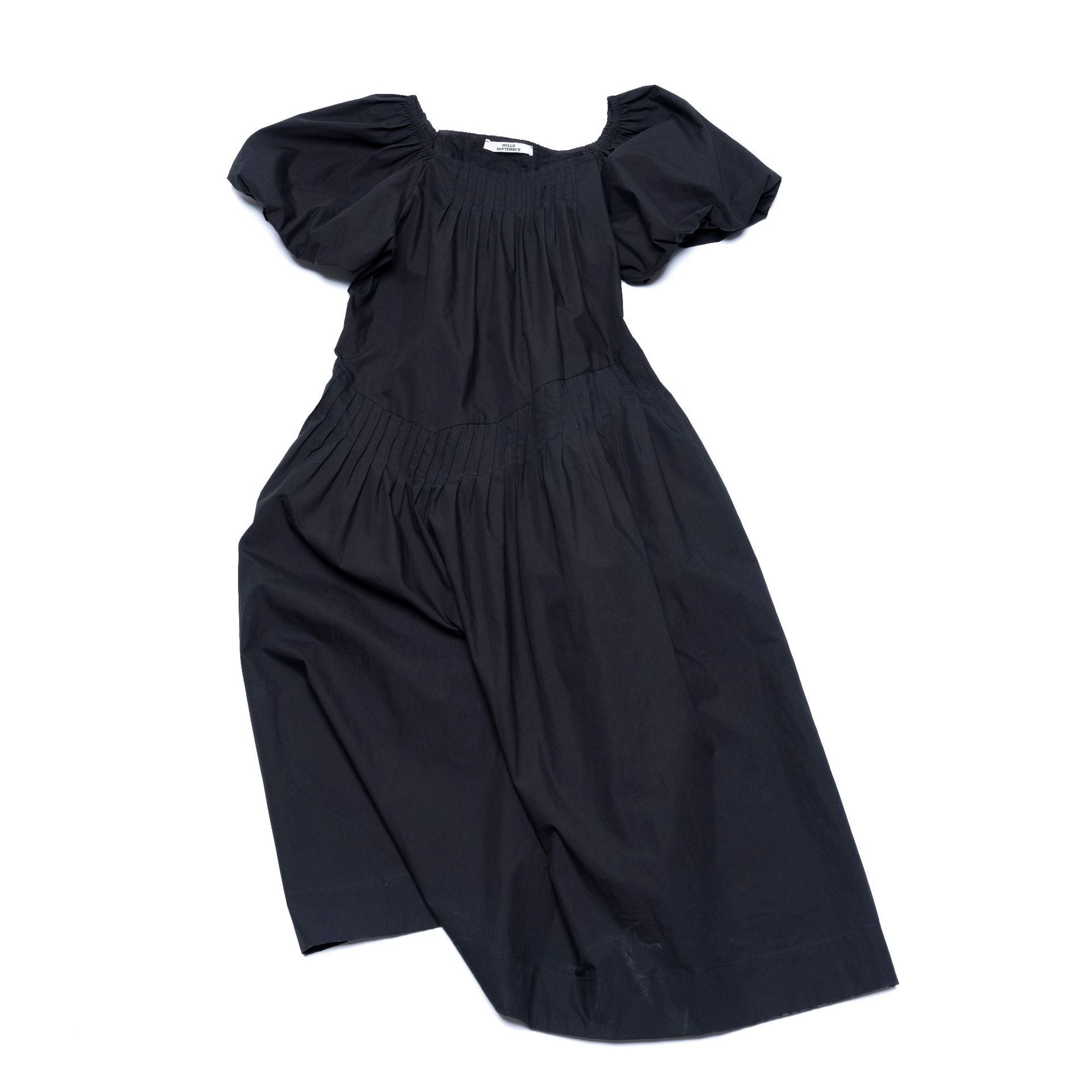 Summer new casual square collar cotton long loose tucker pleated long proportion dress