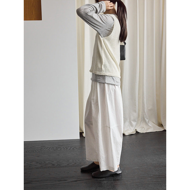 Japanese elastic waist nine-point scimitar balloon wide-leg pants