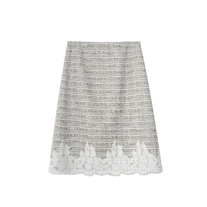 Women's Lace Spliced A-Line Midi Skirt