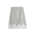 Women's Lace Spliced A-Line Midi Skirt