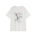 Summer Commuter Casual Cotton and Linen Loose Crew Neck Printed Short Sleeve T-Shirt