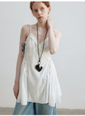 Summer casual solid color fungus edge double root medium and long wrap suspender skirt