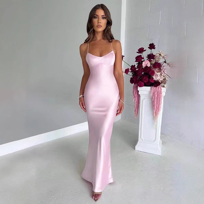Satin Halter Maxi Dress