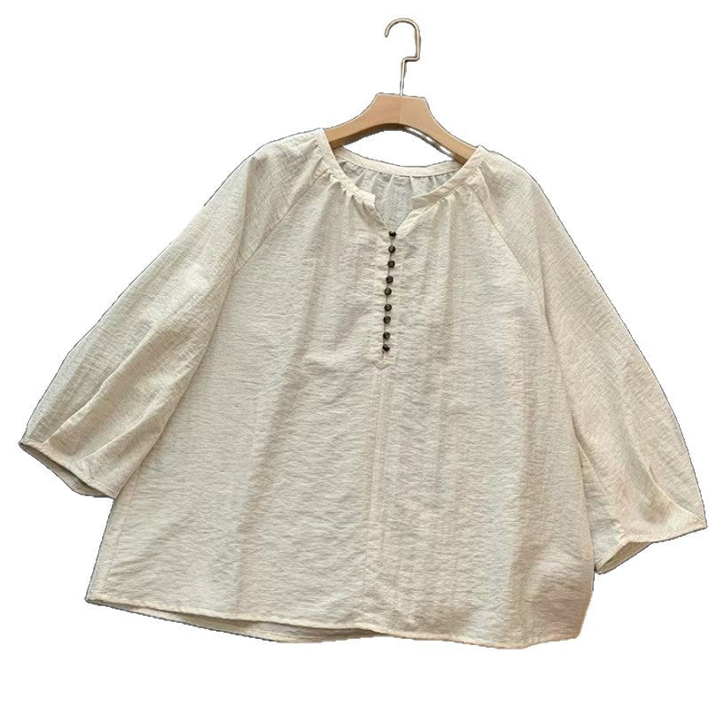 Thin Versatile French Seven-Sleeve Shirt