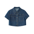 Lapel Small Short Sleeve Denim Short Jacket