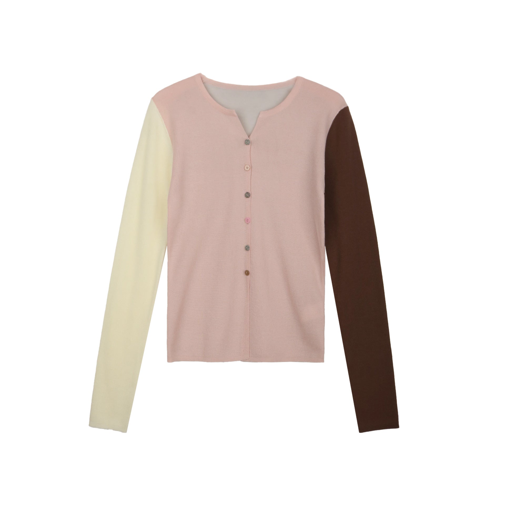 Dopamine Tencel Contrasting Cardigan Knitted Sweater ins Retro Long Sleeve Top