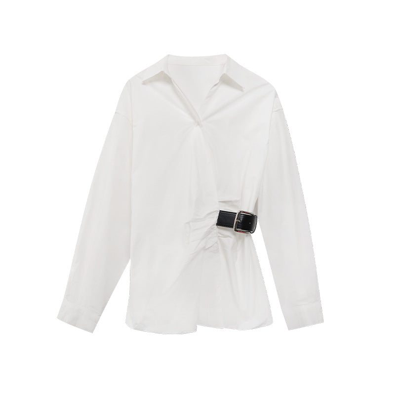 Irregular cardigan waist high-end shirt women's long sleeves
