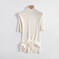 Semi-Turtleneck Wool Sweater Women Slim Fit Three-Quarter Sleeve Knit Top