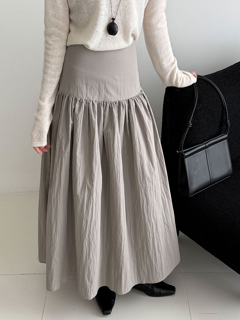 High waist cotton brocade pleated skirt women