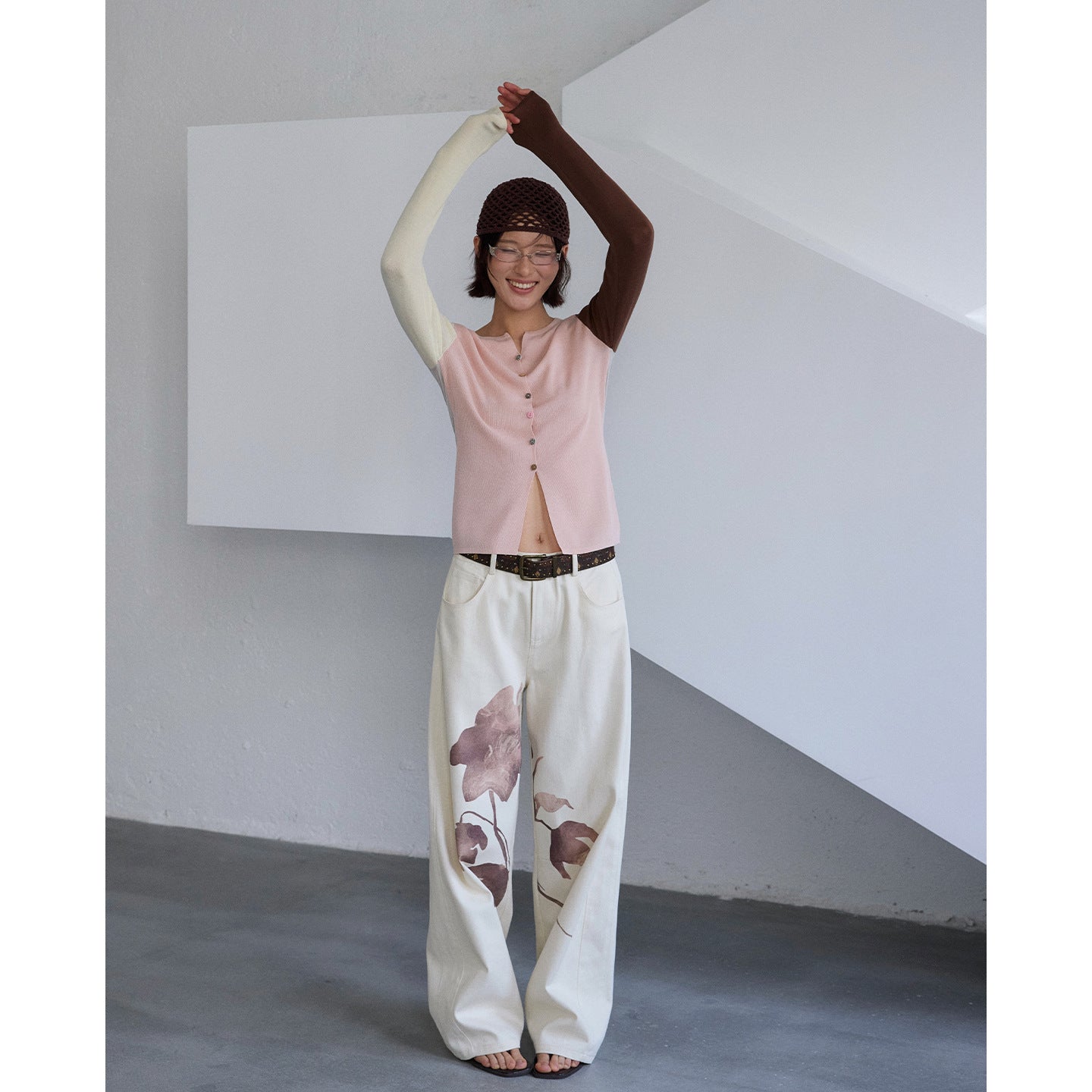 Dopamine Tencel Contrasting Cardigan Knitted Sweater ins Retro Long Sleeve Top