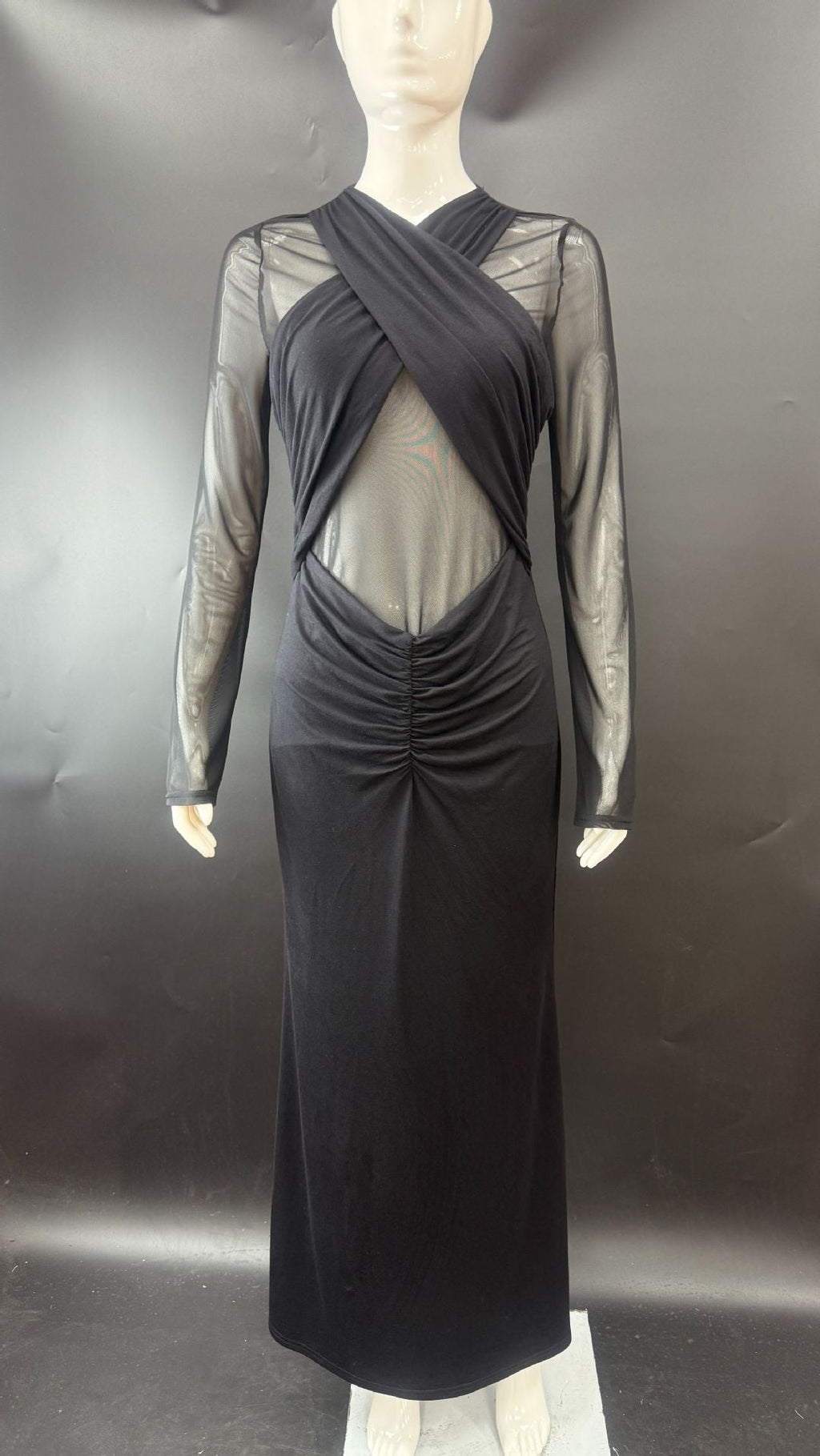 Fashion see-through high-end pleated gal sexy dress