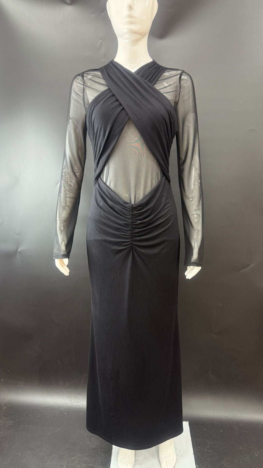 Fashion see-through high-end pleated gal sexy dress
