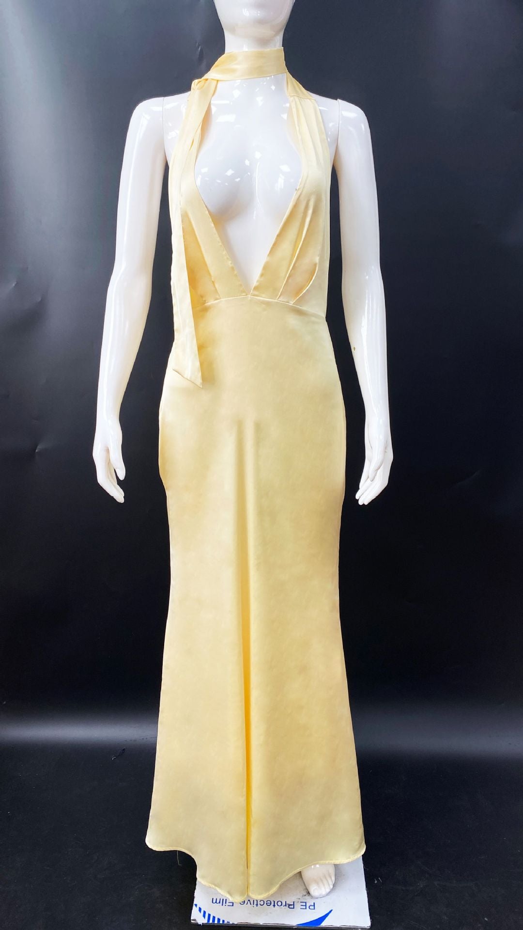 ins style sexy neck dress big halter solid color Spice girl fashion dress